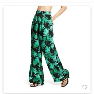 Women's Feathered Palm Print Wide Leg Pants - Fe Noel Green/Black S